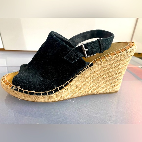 Toms Espadrilles Wedge Black Suede Sz 7 - Picture 7 of 9